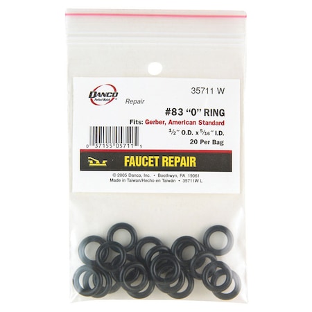 Danco Danco 1/2 in. D X 5/16 in. D No 83 Rubber O-Ring 20 pk 35711W